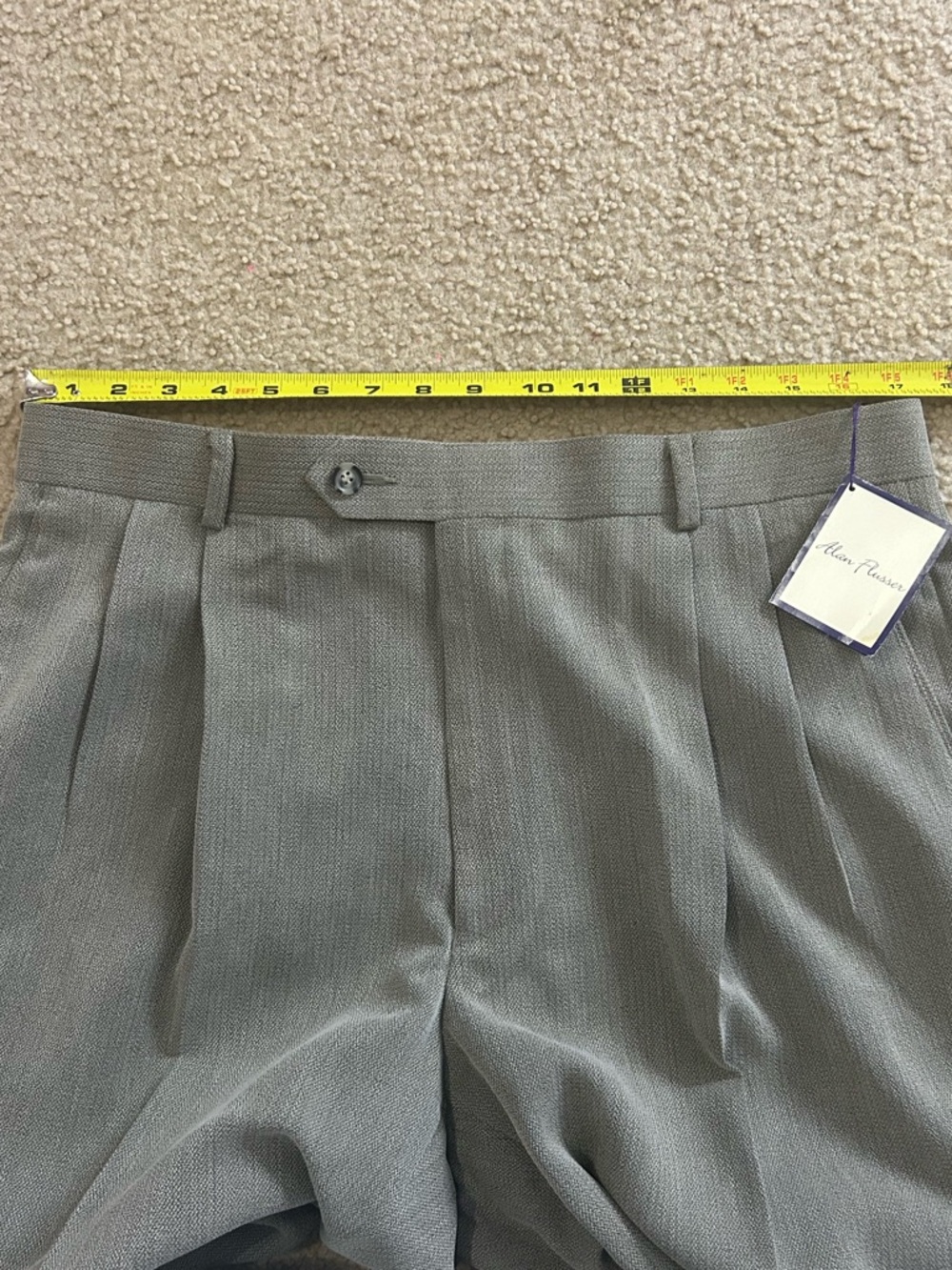 Alan Flusser Pleated Dress Suit Pants Cuffed Men Size 36x34 Oatmeal Beige - Picture 8 of 8